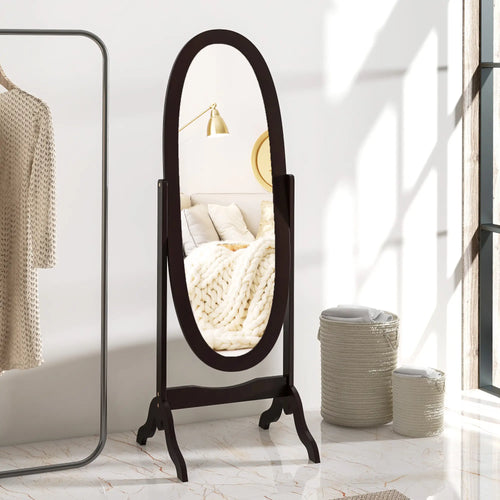 Full Length Floor Mirror, Adjustable Angle Oval Frame, 60x24 Inches