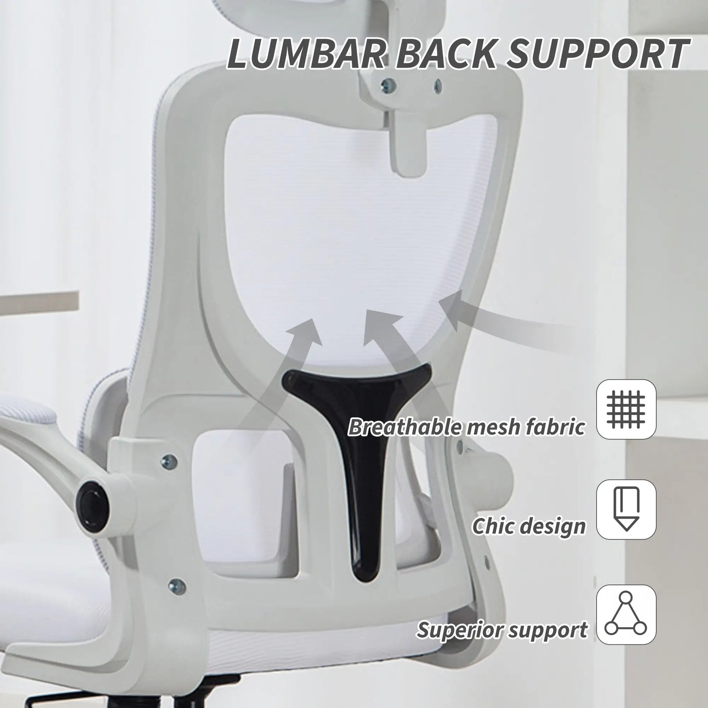 High Back Office Chair, Mesh Computer Chair, Adjustable Height, Cream White Office Chairs at Gallery Canada