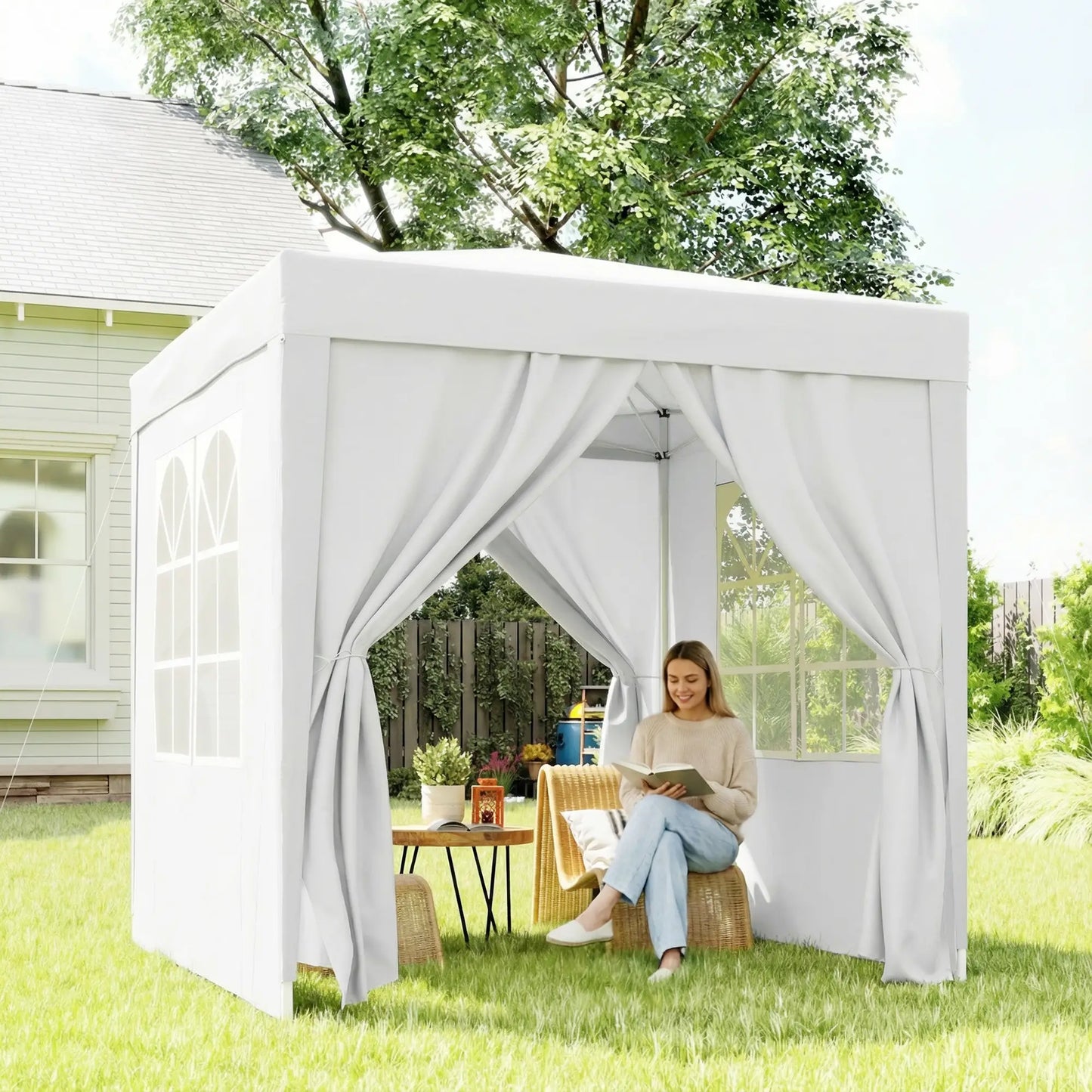 6.6'x6.6' Pop Up Canopy Tent, Instant Sun Shelter Gazebo, White Pop Up Canopies at Gallery Canada