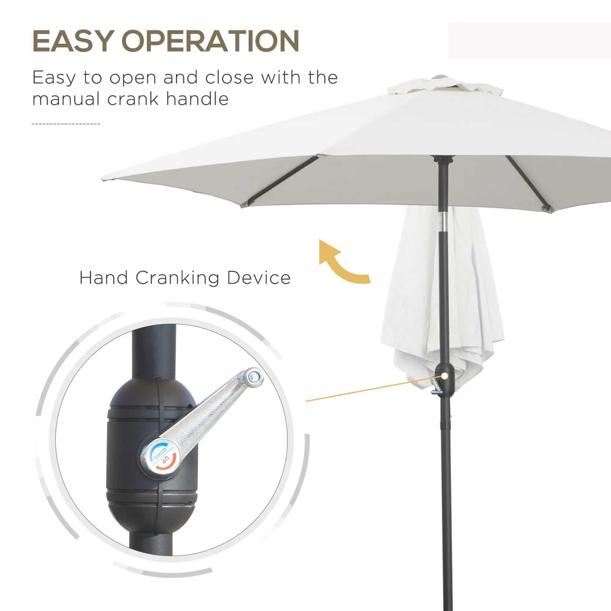 8.5' Round Aluminum Patio Umbrella, 6 Ribs, Tilt Canopy, Cream White Sun Umbrellas at Gallery Canada