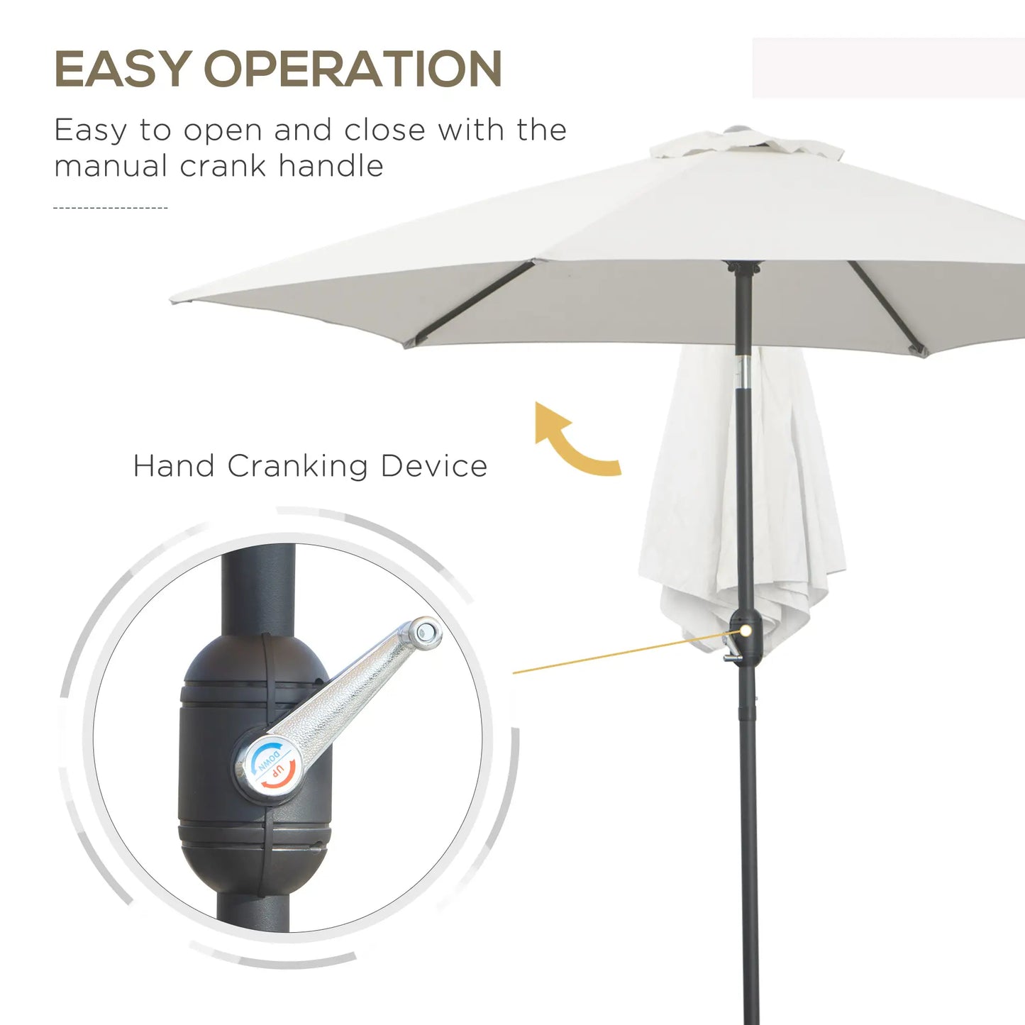 8.5' Round Aluminum Patio Umbrella, 6 Ribs, Tilt Canopy, Cream White Sun Umbrellas at Gallery Canada