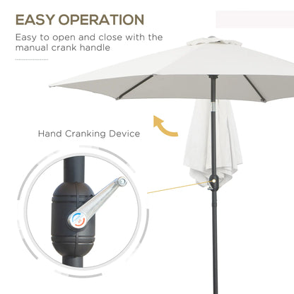 8.5' Round Aluminum Patio Umbrella, 6 Ribs, Tilt Canopy, Cream White Sun Umbrellas at Gallery Canada