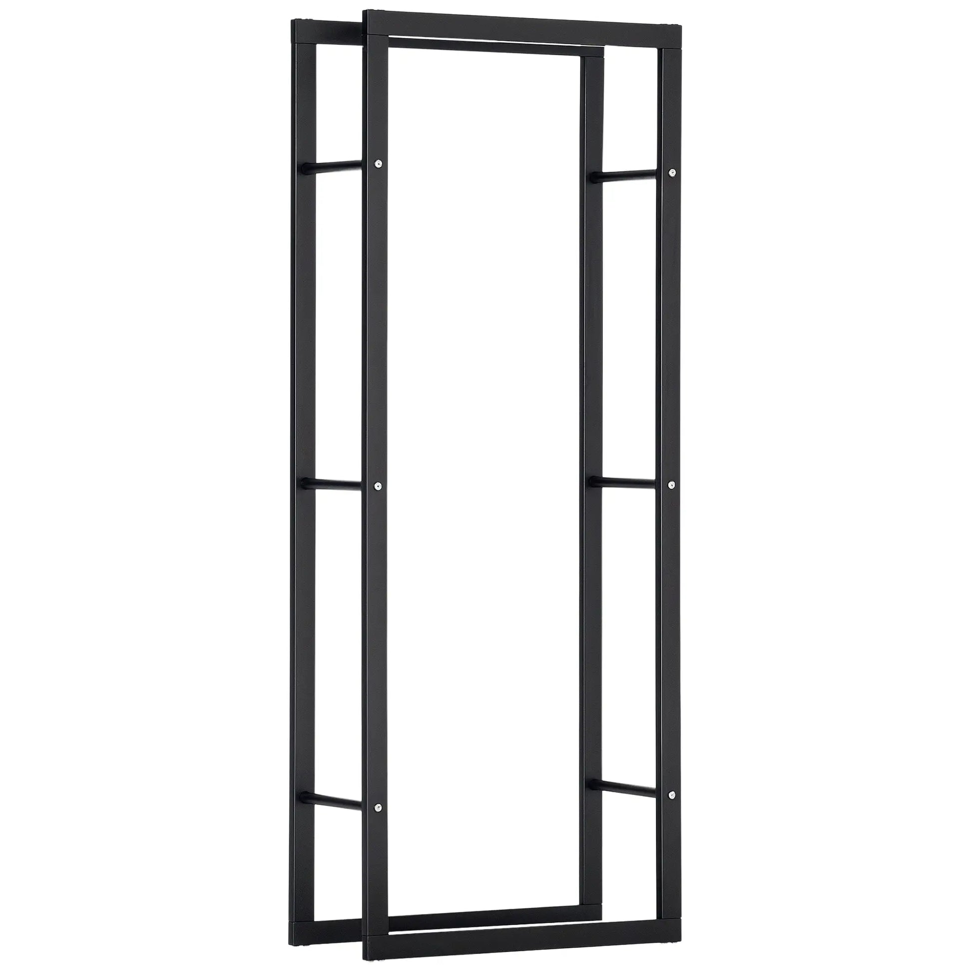 Outdoor Firewood Rack, Log Holder with Handles, 220 lbs Capacity, 23.6" x 9.8" x 59.1", Black Firewood Racks Black at Gallery Canada