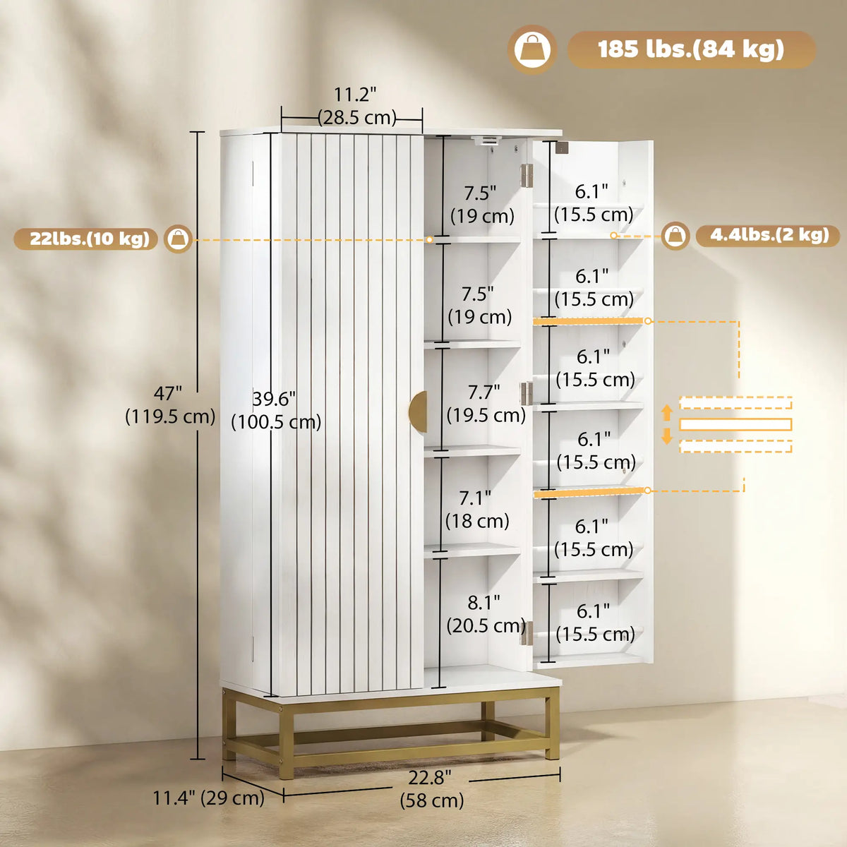 47 In Kitchen Pantry Cabinet, Freestanding Storage With 12 Door Shelves