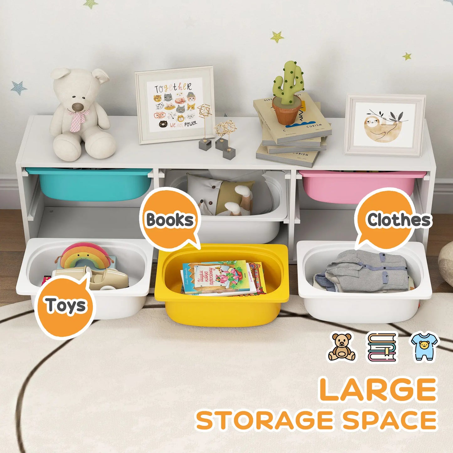 Kids Toy Storage Organizer with 6 Removable Plastic Bins Bookshelves & Bookcases at Gallery Canada