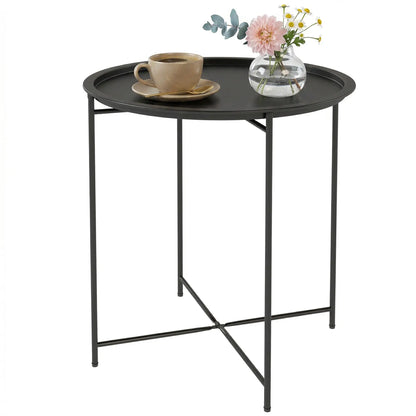 18" Outdoor Side Table, Removable Tray, Folding Legs, Black Patio Side Tables Black at Gallery Canada