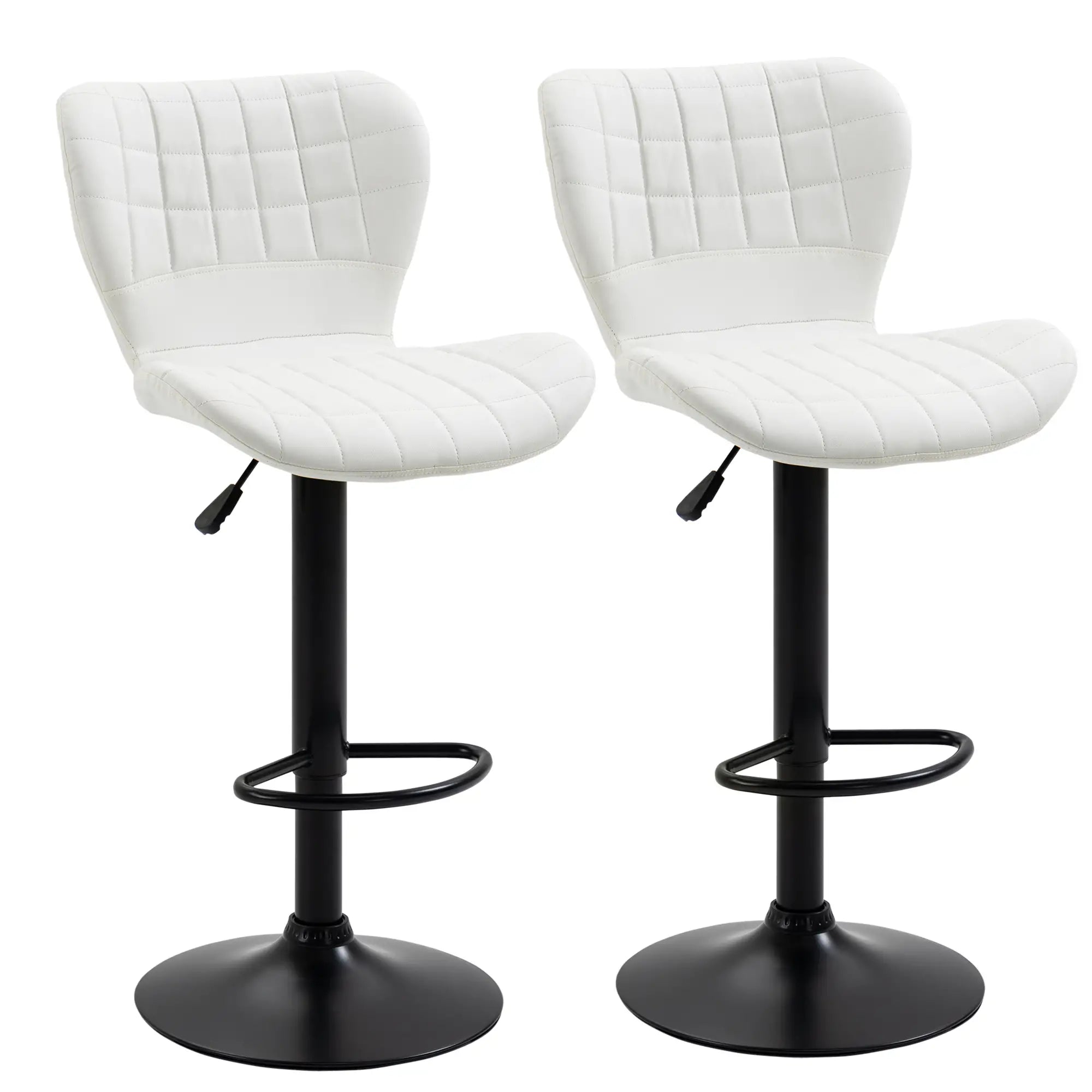 Adjustable Height Swivel Bar Stools, Set of 2, PU Leather, White Bar Stools at Gallery Canada