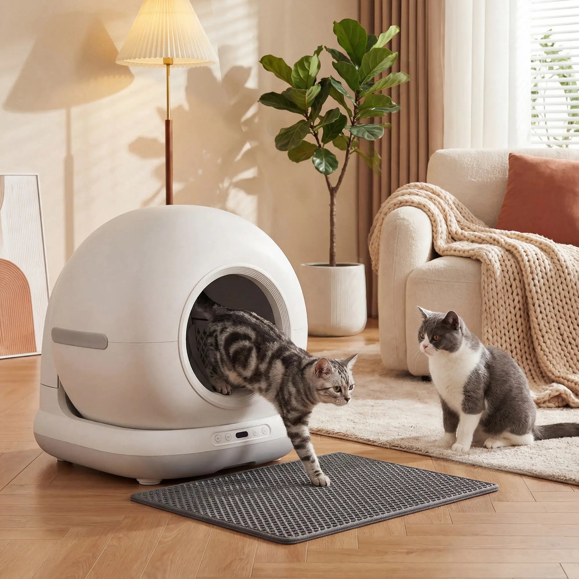 72L Automatic Self Cleaning Litter Box, App Control, Odor Noise Safety Sensors Cat Litter Box Enclosures at Gallery Canada