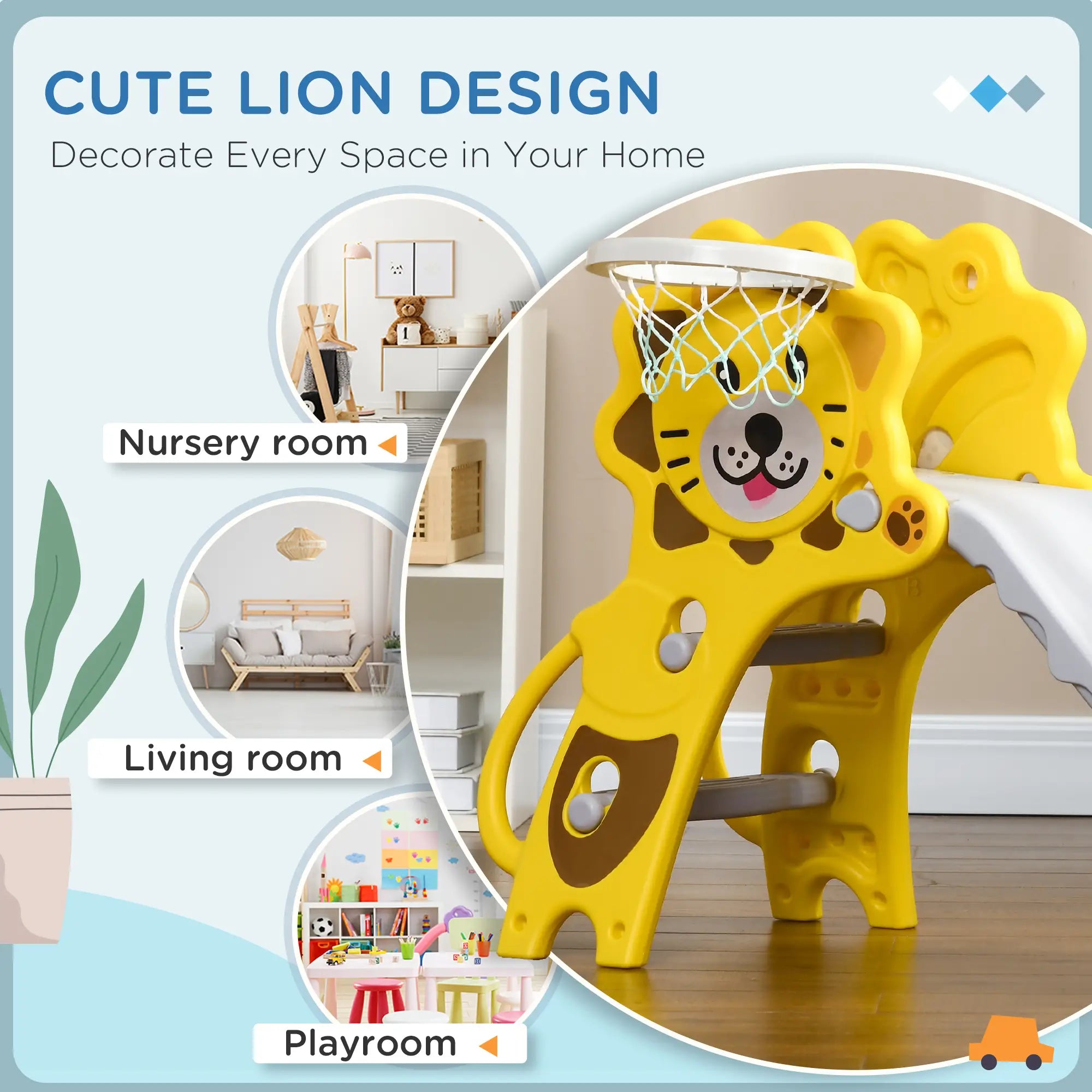 3 in 1 Toddler Slide, Basketball Hoop, Climber, 18-36 Months, Yellow Gym Sets & Swings at Gallery Canada