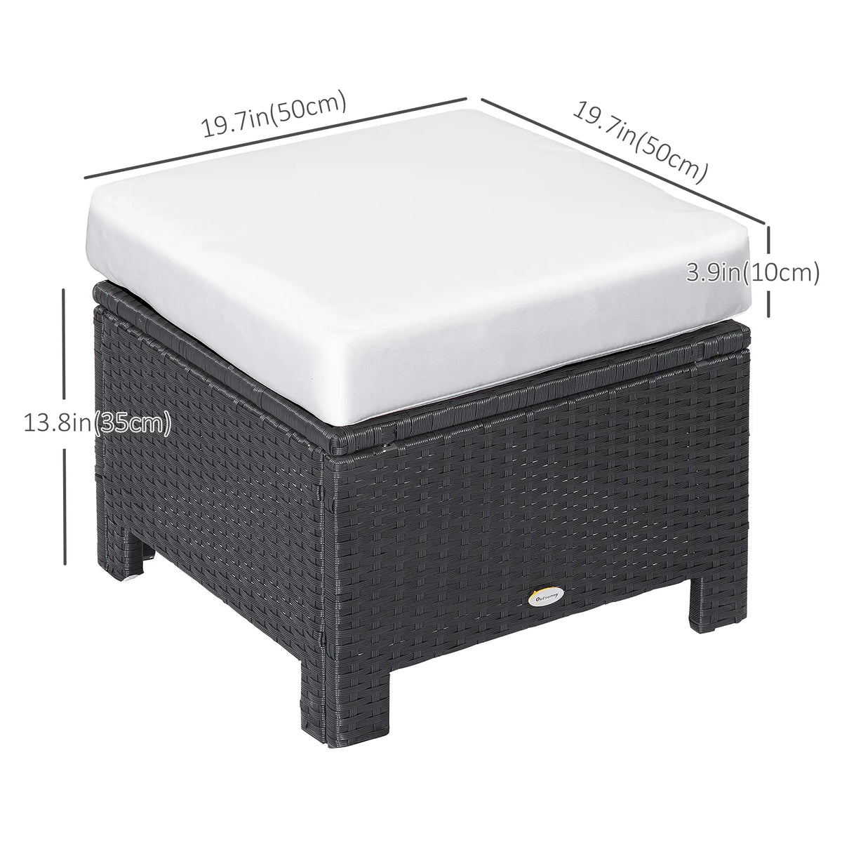 Patio Rattan Ottoman With Cushion, Outdoor Wicker Footrest, Metal Frame, White Patio Furniture Sets at Gallery Canada