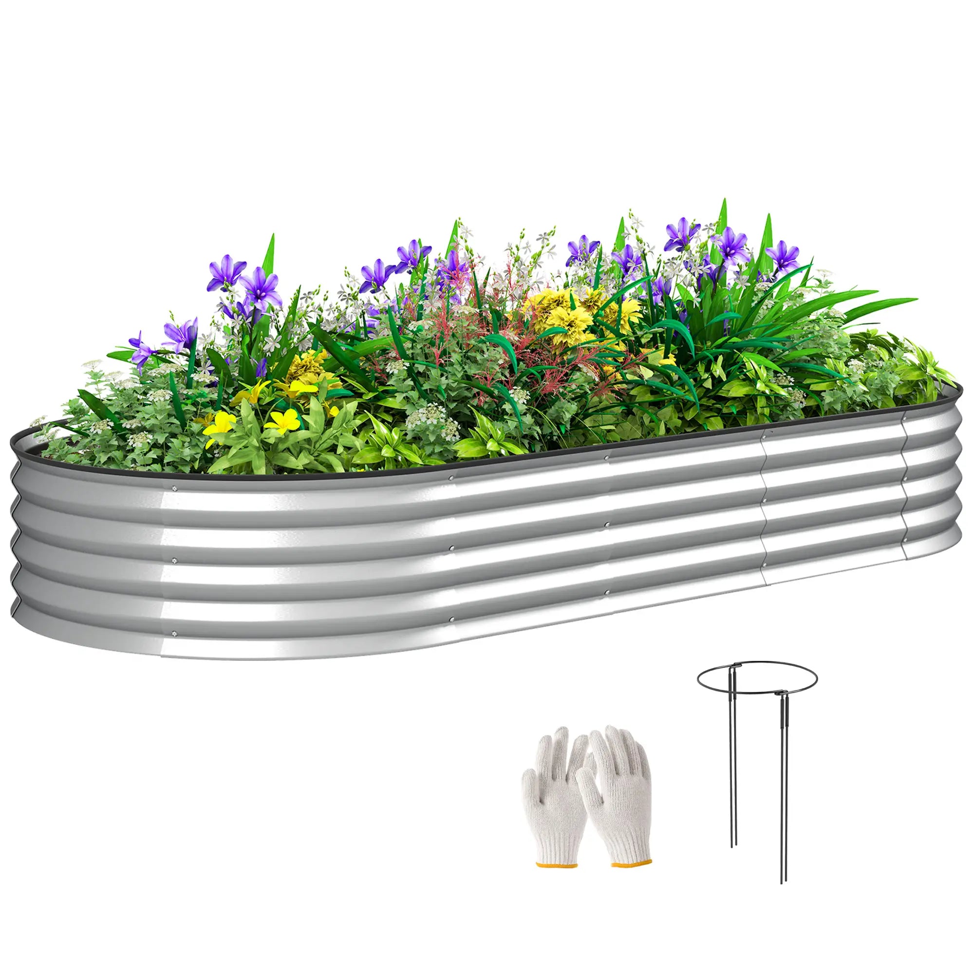 7' x 3' x 1' Galvanized Raised Garden Bed, Outdoor Planter Box, Silver Raised Garden Beds at Gallery Canada