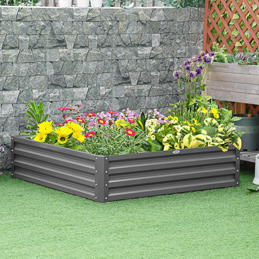 4' x 4' x 1' Raised Garden Bed Galvanized Steel Planter Box for Vegetables, Flowers, Herbs, Light Gray - Gallery Canada