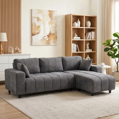 L-Shaped 3-Seater Sectional Sofa With Chaise, Spring Cushion, Grey L Shaped Couchs at Gallery Canada