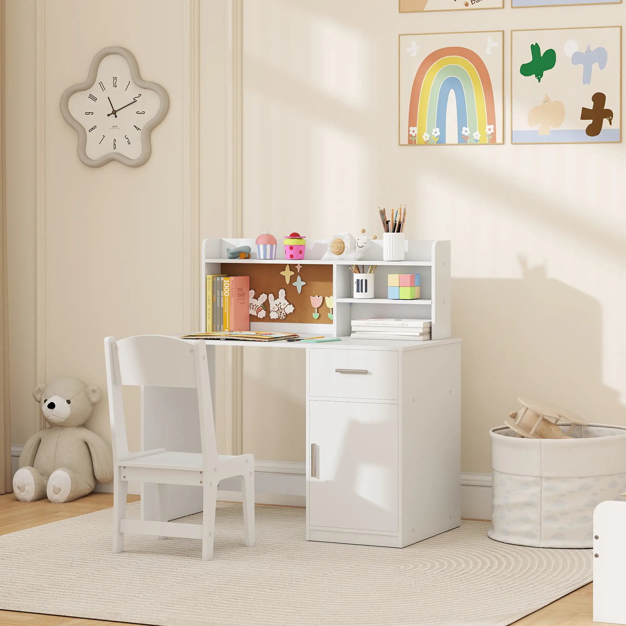 Kids Desk and Chair Set with Storage Hutch, Drawer, Cabinet Kids Desk Sets at Gallery Canada