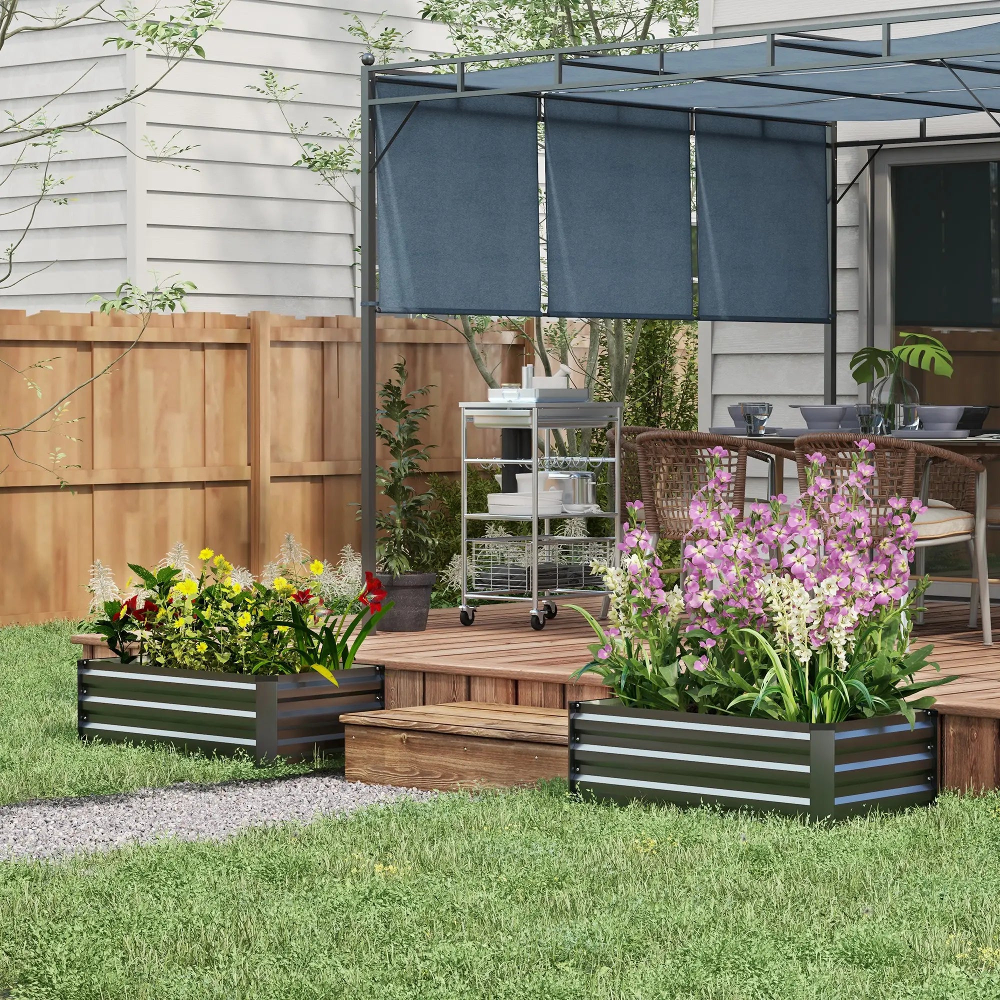 Set of 2 Galvanized Raised Garden Beds, Outdoor Planter Box, Grey Raised Garden Beds at Gallery Canada