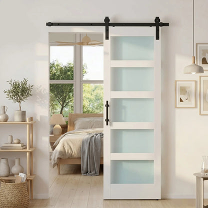 Sliding Barn Door 28x84 In With Hardware Kit, PVC, White