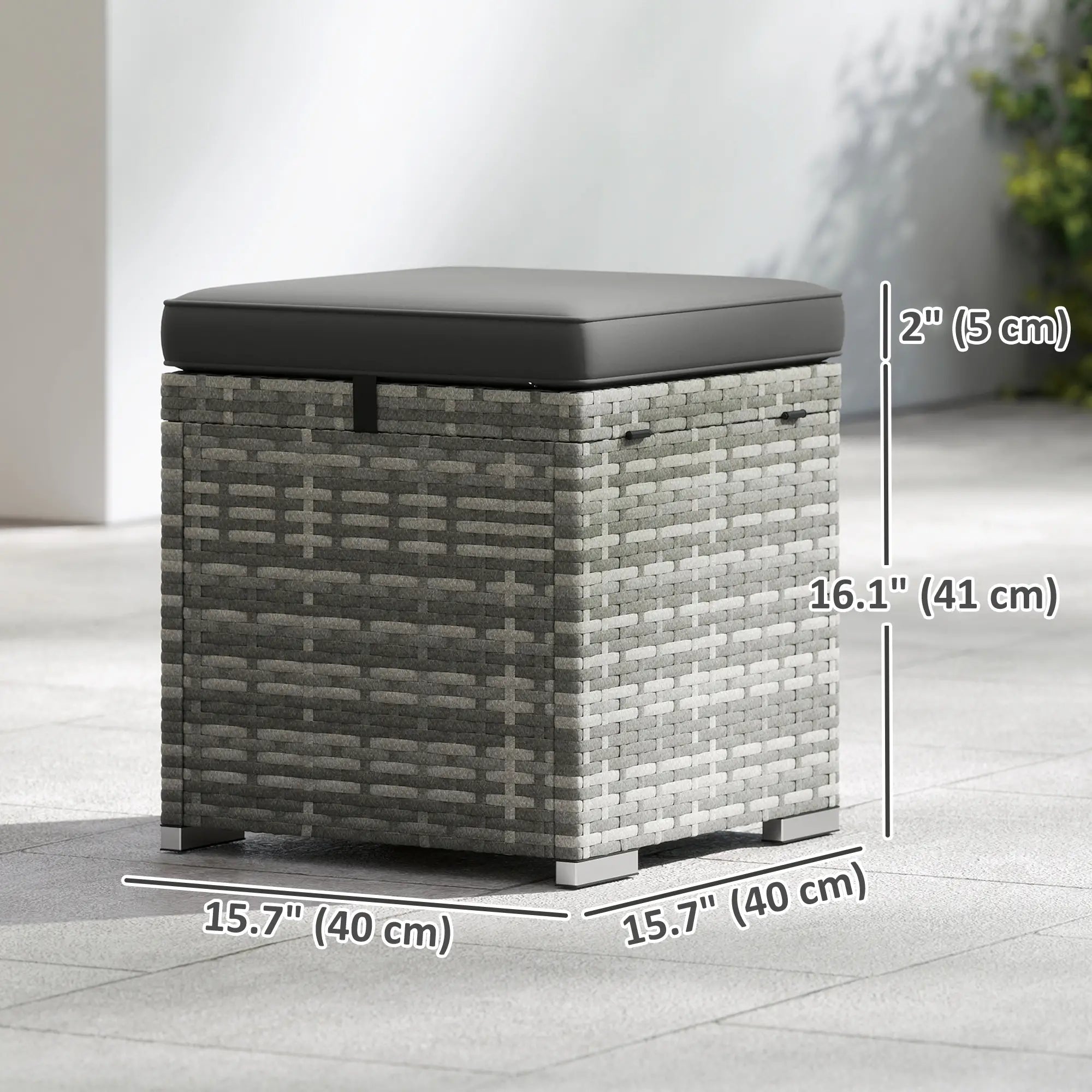 2 Piece Wicker Ottoman With Storage, Square Footstool, Dark Grey Patio Furniture Sets at Gallery Canada