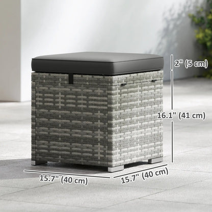 2 Piece Wicker Ottoman With Storage, Square Footstool, Dark Grey Patio Furniture Sets at Gallery Canada