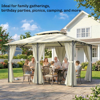 13' X 10' Soft-Top Gazebo With Curtains, Cream White Gazebos at Gallery Canada