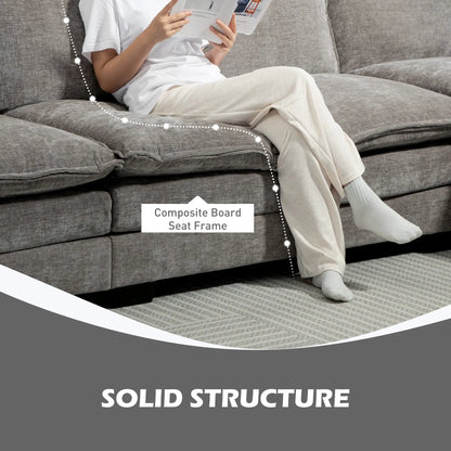 Chenille L-Shaped Sofa with Chaise Lounge, Double-Layer Seat Cushion, Grey Sofas & Reclining Chairs at Gallery Canada