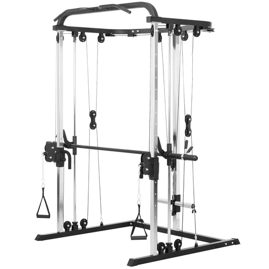 3 In 1 Smith Machine Power Rack, Cable Crossover, Pull Up Station, Squat Rack Power Towers Black at Gallery Canada