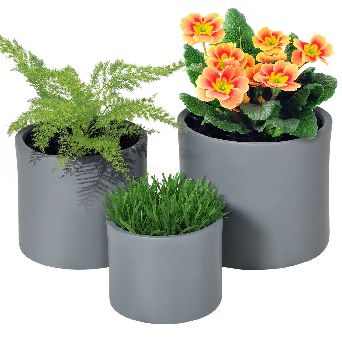 Outdoor Planter Set, 13/11.5/9 in, Flower Pots with Drainage Holes Garden Accessories Dark Grey at Gallery Canada