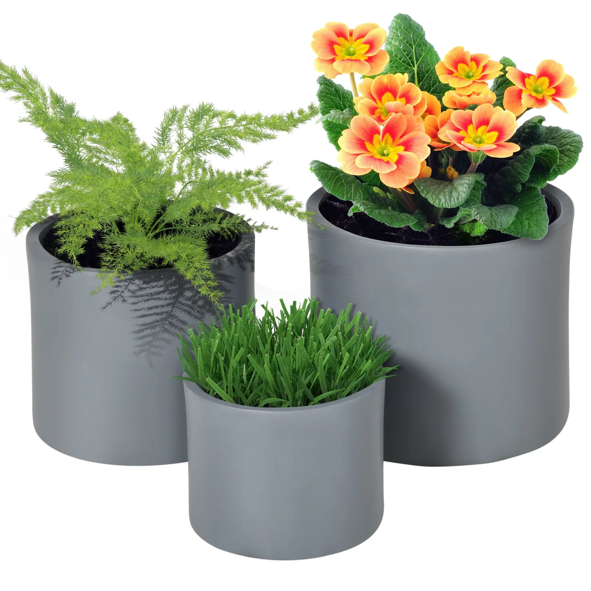 Outdoor Planter Set, 13/11.5/9 in, Flower Pots with Drainage Holes Garden Accessories Dark Grey at Gallery Canada