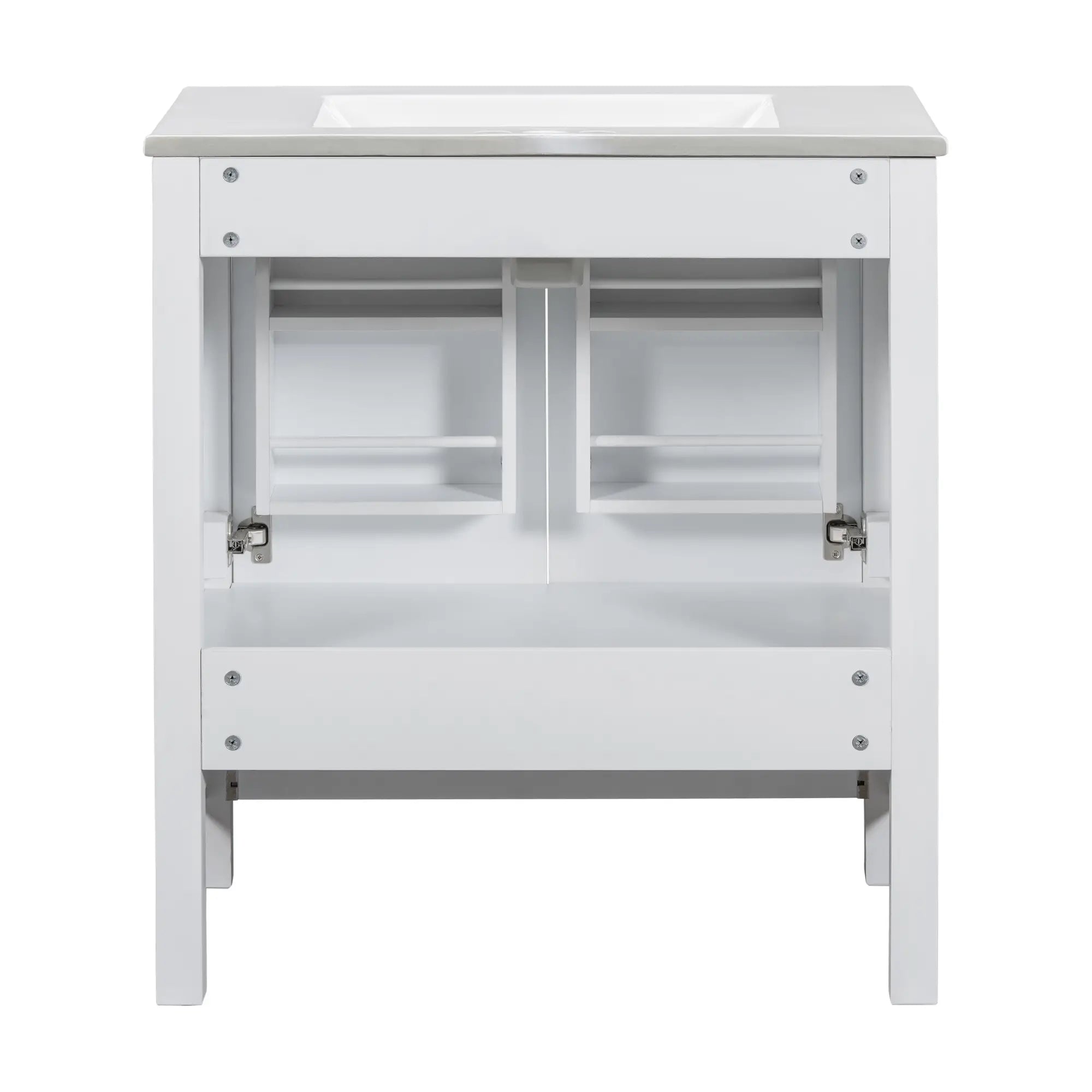 Single Sink Bathroom Vanity, Solid Wood, Soft-Close Doors, 30