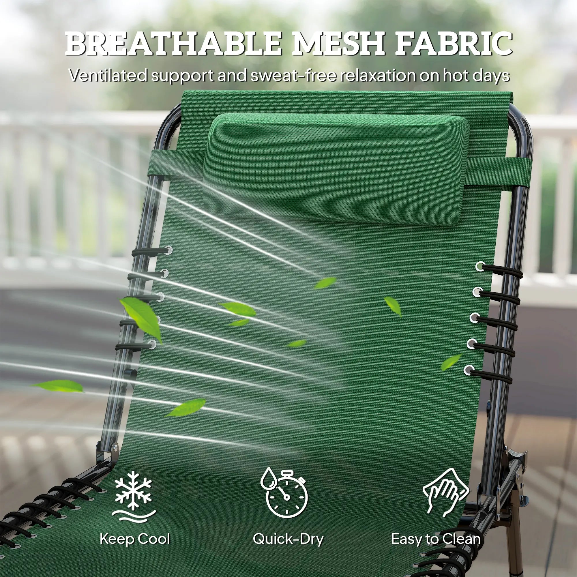 Folding Lounge Chair, Adjustable Chaise With Headrest, Reclining Cot, Green Lounger Chairs at Gallery Canada