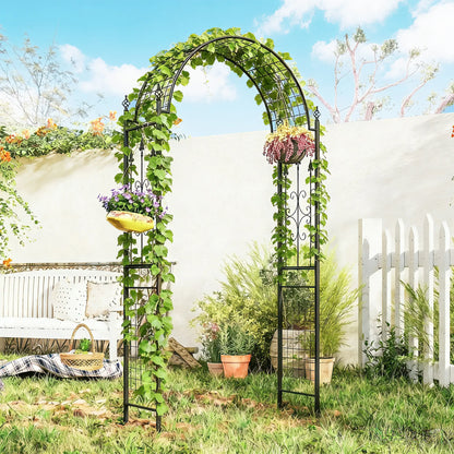 7.5 ft Steel Garden Arch, Outdoor Trellis Arbor, Black Garden Arches at Gallery Canada