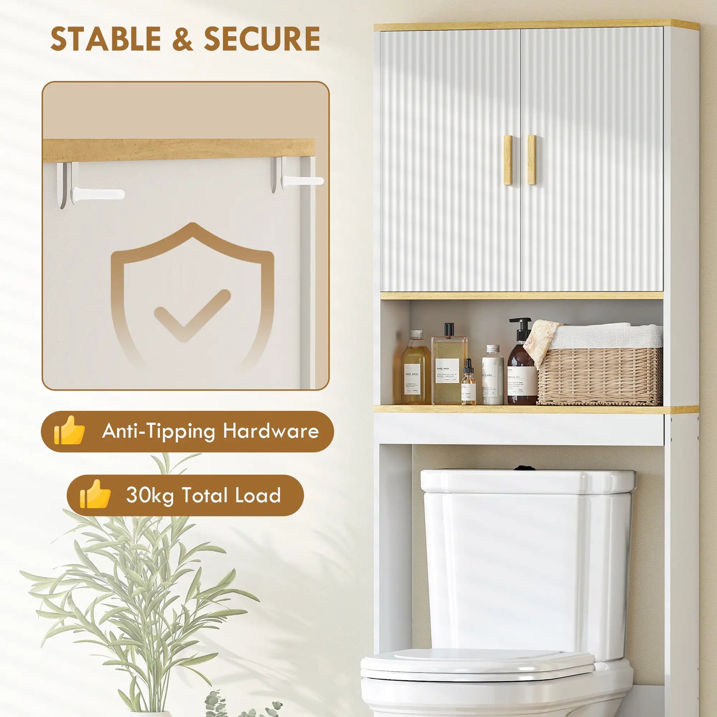 Adjustable Over Toilet Storage Shelf, White Oak, 24 Inch, White Over The Toilet Storage at Gallery Canada