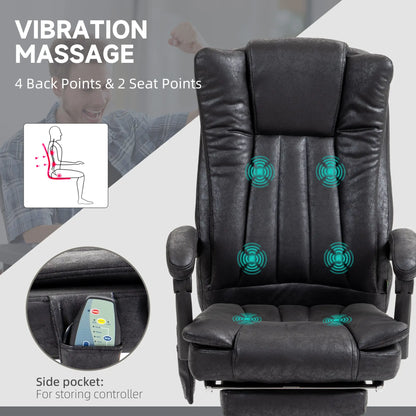 Office Chair, 6-Point Vibration Massage, Micro Fiber Recliner, Retractable Footrest, Black Massage Chairs at Gallery Canada