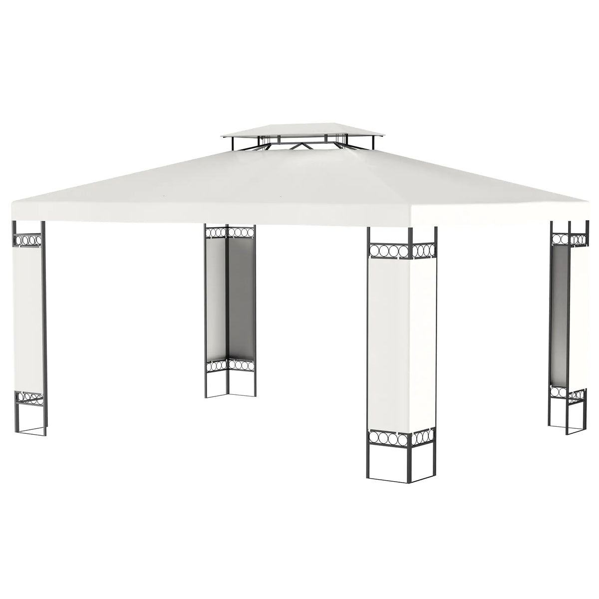 10' x 13' Gazebo, Double Roof Patio Canopy With Screen, White
