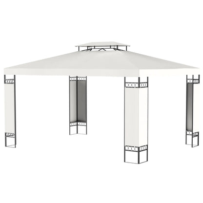 10' x 13' Gazebo, Double Roof Patio Canopy With Screen, White