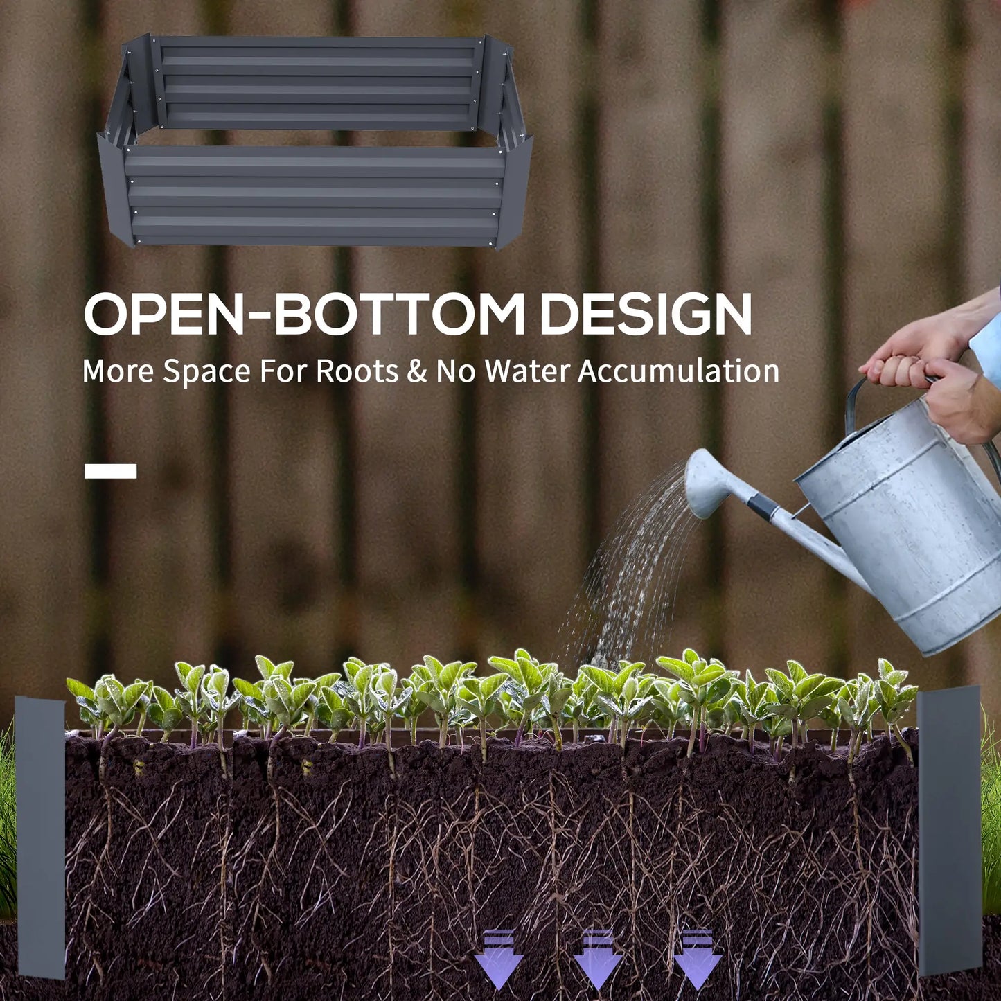 Steel Raised Garden Bed Set, Elevated Planter Box, 39"x20"x12", Dark Grey