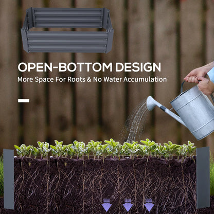 Steel Raised Garden Bed Set, Elevated Planter Box, 39"x20"x12", Dark Grey