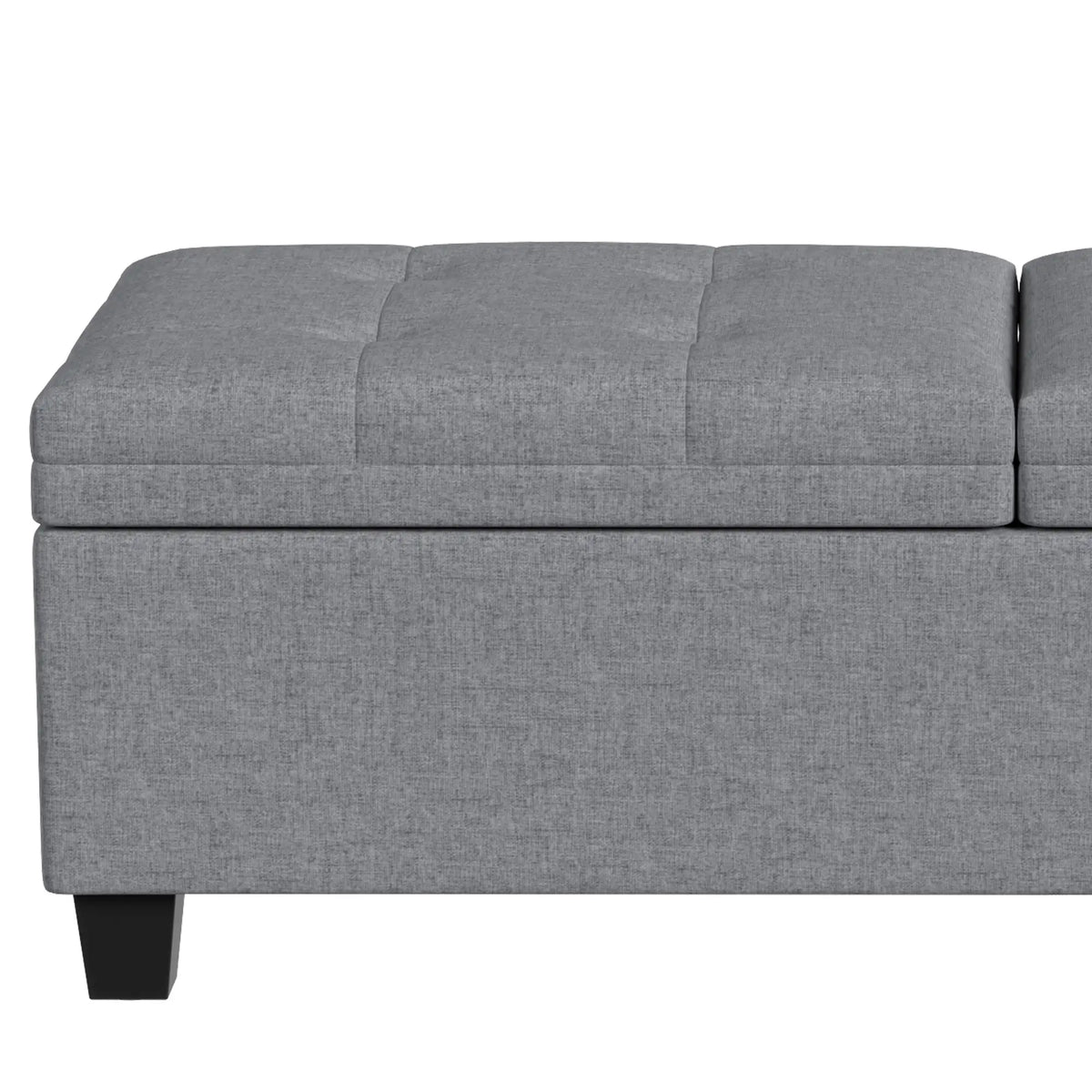 51.2" Storage Ottoman Bench, 2 Compartments, Dark Grey, Dark Grey