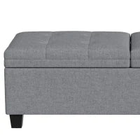 51.2" Storage Ottoman Bench, 2 Compartments, Dark Grey, Dark Grey