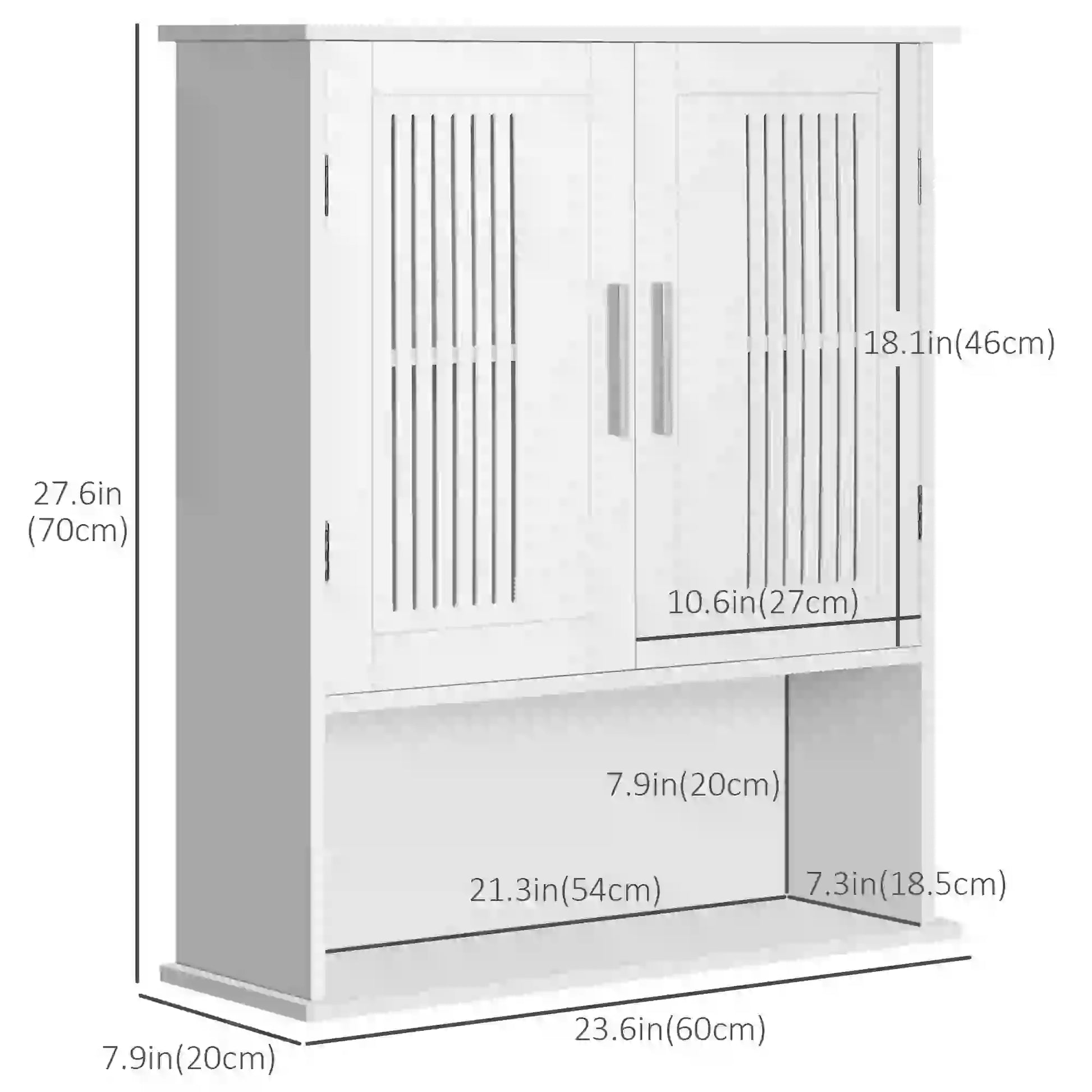 Wall Mount Bathroom Cabinet, 2 Door Storage Organizer with Shelf, White Wall Mounted Cabinets at Gallery Canada