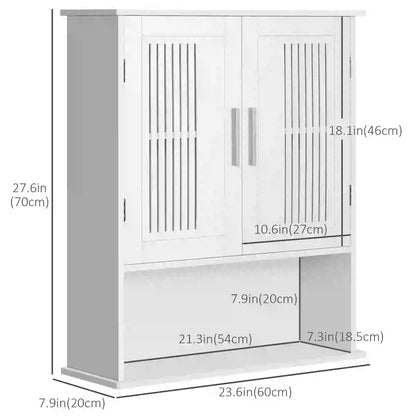 Wall Mount Bathroom Cabinet, 2 Door Storage Organizer with Shelf, White Wall Mounted Cabinets at Gallery Canada