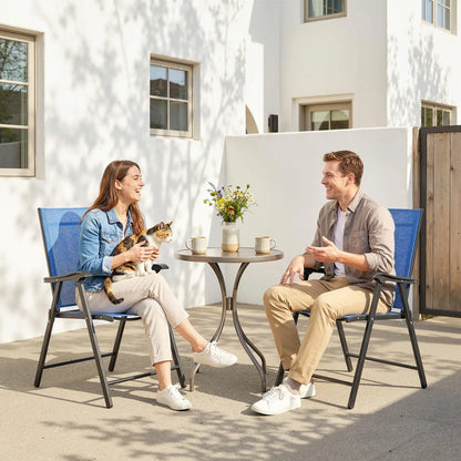 Folding Patio Chairs Set Of 2, High Back Outdoor Dining Chairs, Blue Patio Chairs at Gallery Canada