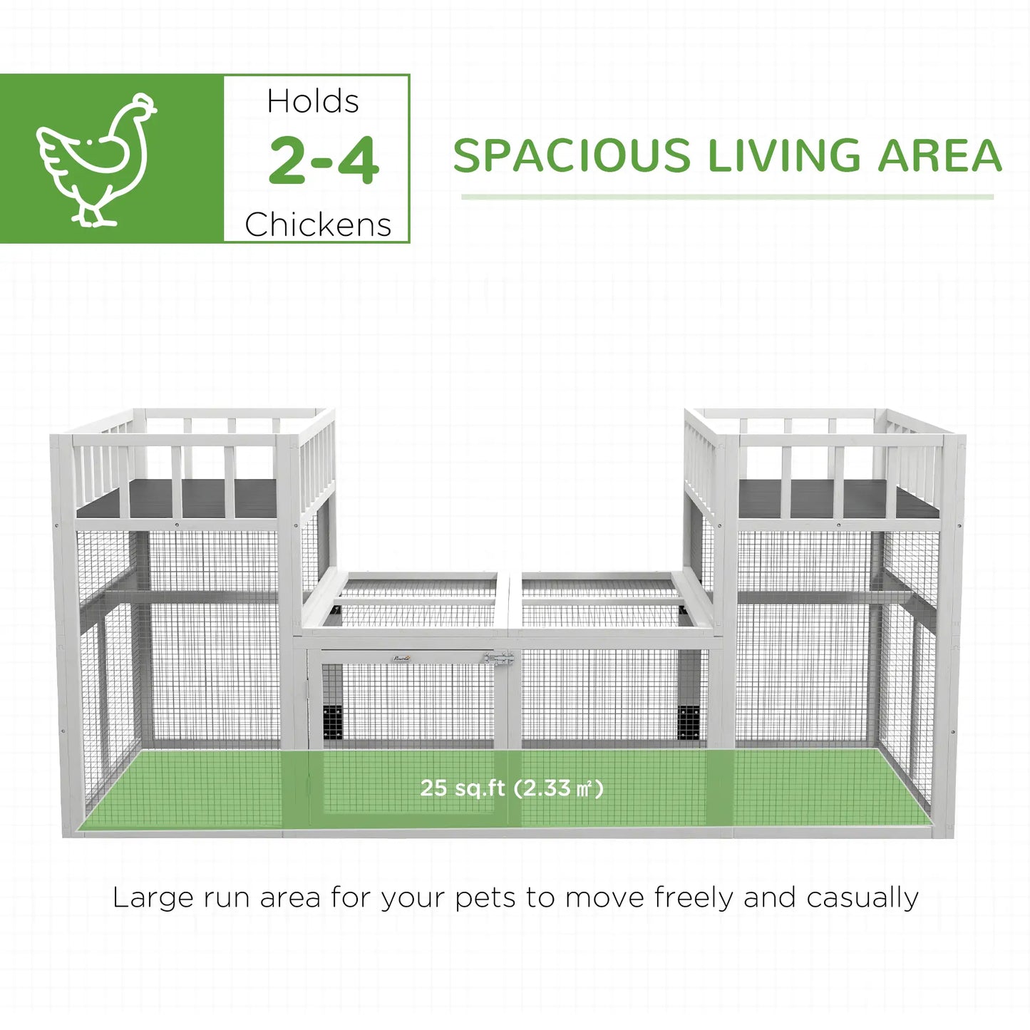 7.3' x 3.6' Wooden Chicken Coop, Storage Shelf, White Chicken Coops at Gallery Canada