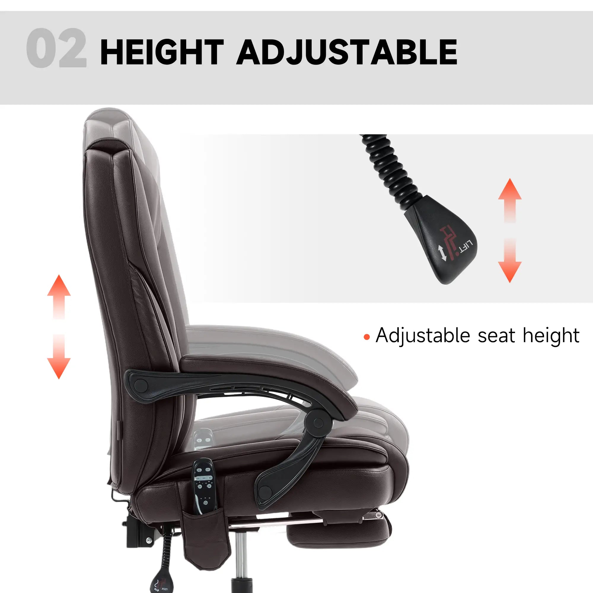 Massage Office Chair, Reclining Computer Chair, Adjustable Height, Footrest, Dark Brown Massage Chairs at Gallery Canada