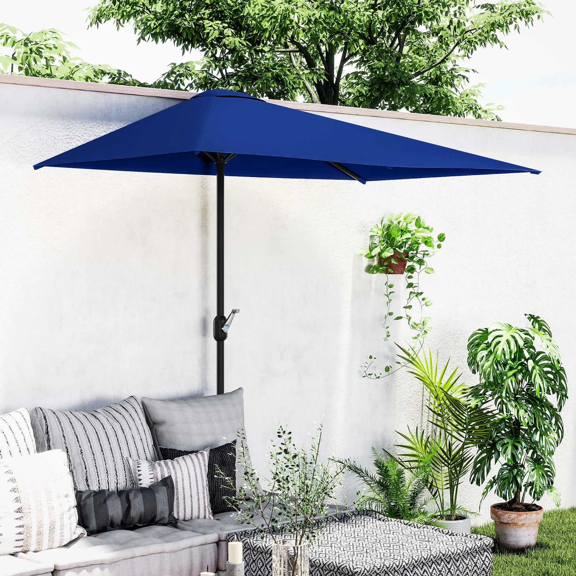 8ft Half Round Umbrella, Outdoor Balcony Parasol, Garden Sun Shade Half Round Umbrellas at Gallery Canada