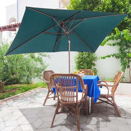 6.5x10ft Rectangle Aluminum Tilt Patio Umbrella, Green Sun Umbrellas Green at Gallery Canada