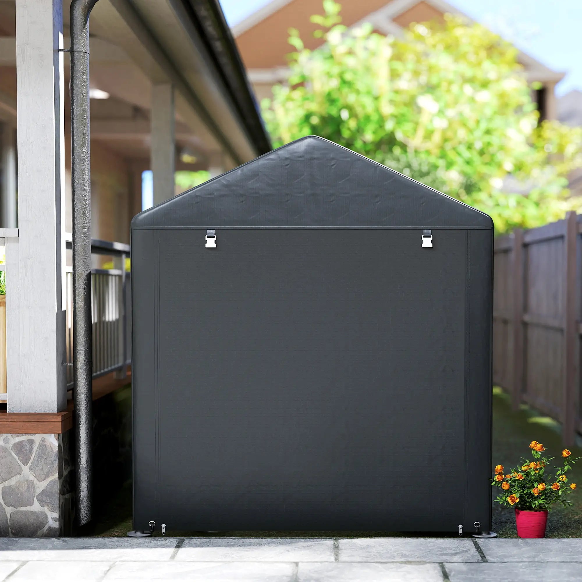 Portable Bicycle Shed, Galvanised Steel Frame, Large Door, Waterproof, Black Portable Shed at Gallery Canada