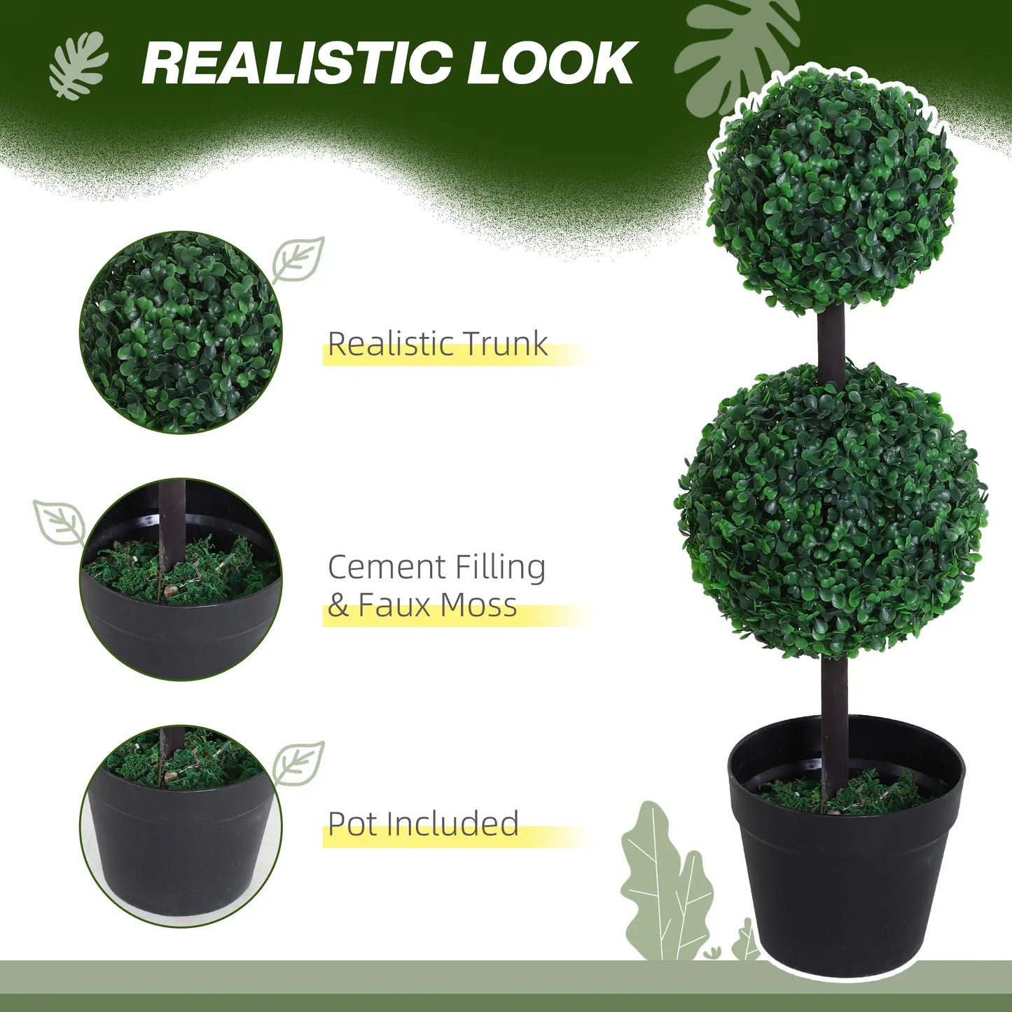 Artificial Topiary Tree Set, 2 Ball Design, Home Office Decor, Dark Green Artificial Trees at Gallery Canada