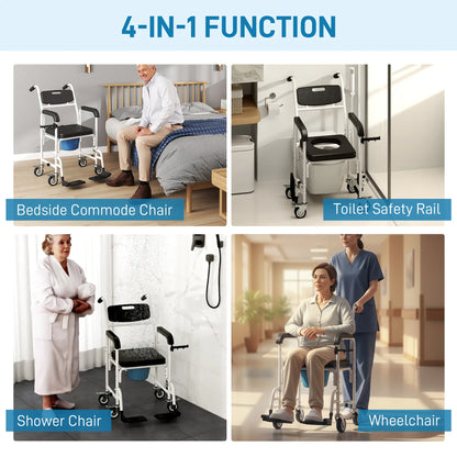 Rolling Shower Wheelchair, Bedside Commode Chair with Locking Wheels, Black Bath Chairs at Gallery Canada