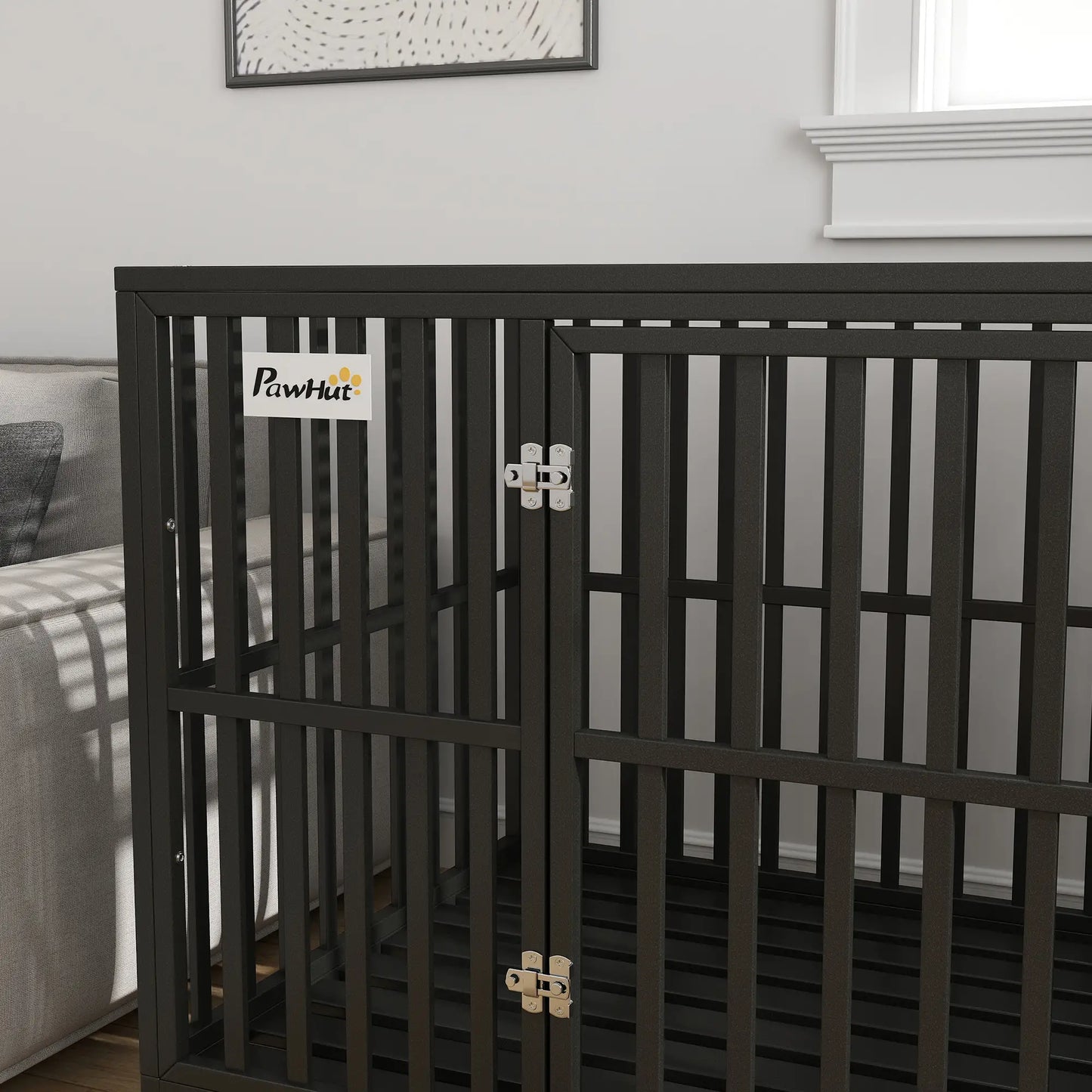 49" Heavy Duty Steel Dog Crate, Kennel with Wheels, Black Houses, Kennels & Pens at Gallery Canada