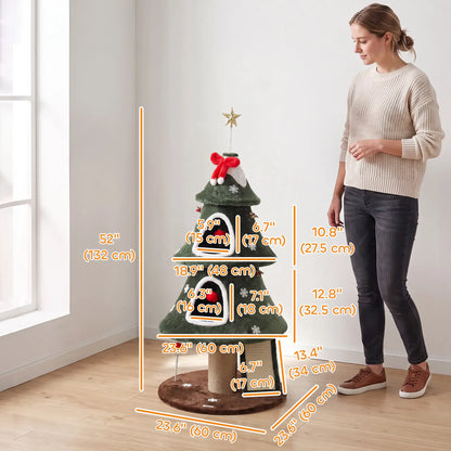 52'' Christmas Cat Tree, 2-Tier Tower with Condos & Scratchers Cat Trees at Gallery Canada